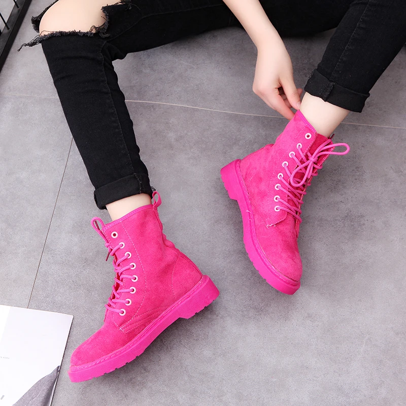 

2019 New Fashion Autumn Winter Boots Female Lace Up Women Boots Casual Shoes Woman Cloth Plus Size British Style Ankle Boots