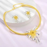 viennois dubai jewelry sets golden flower necklaces and earrings indian bridal jewelry sets women wedding engagement accessories