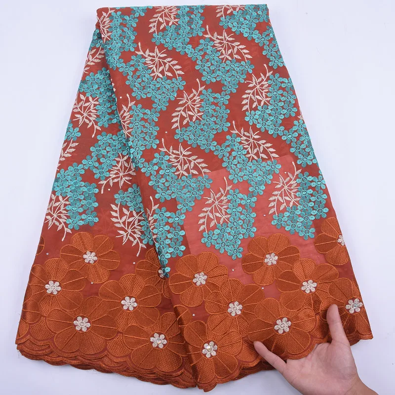 New Design African Lace fabric High Quality Nigeria Dry Cotton Coffee color Swiss Voile for Men Woman clothing | Дом и сад