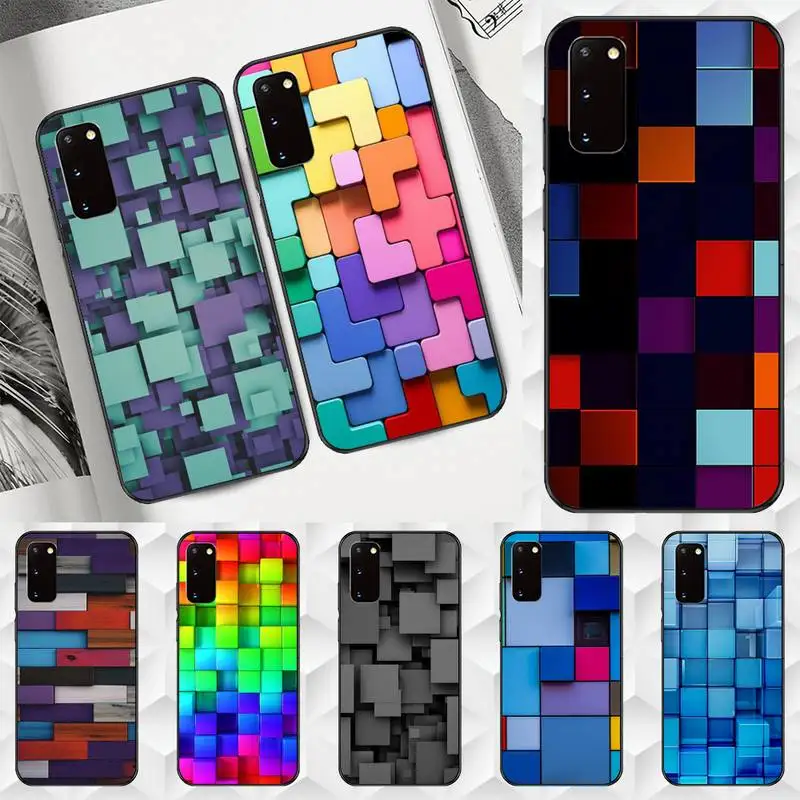 

3D Colorful Block Phone Case for Samsung A10 A10S M10 M11 M20 M30 M31 S M21 M51 cover coque