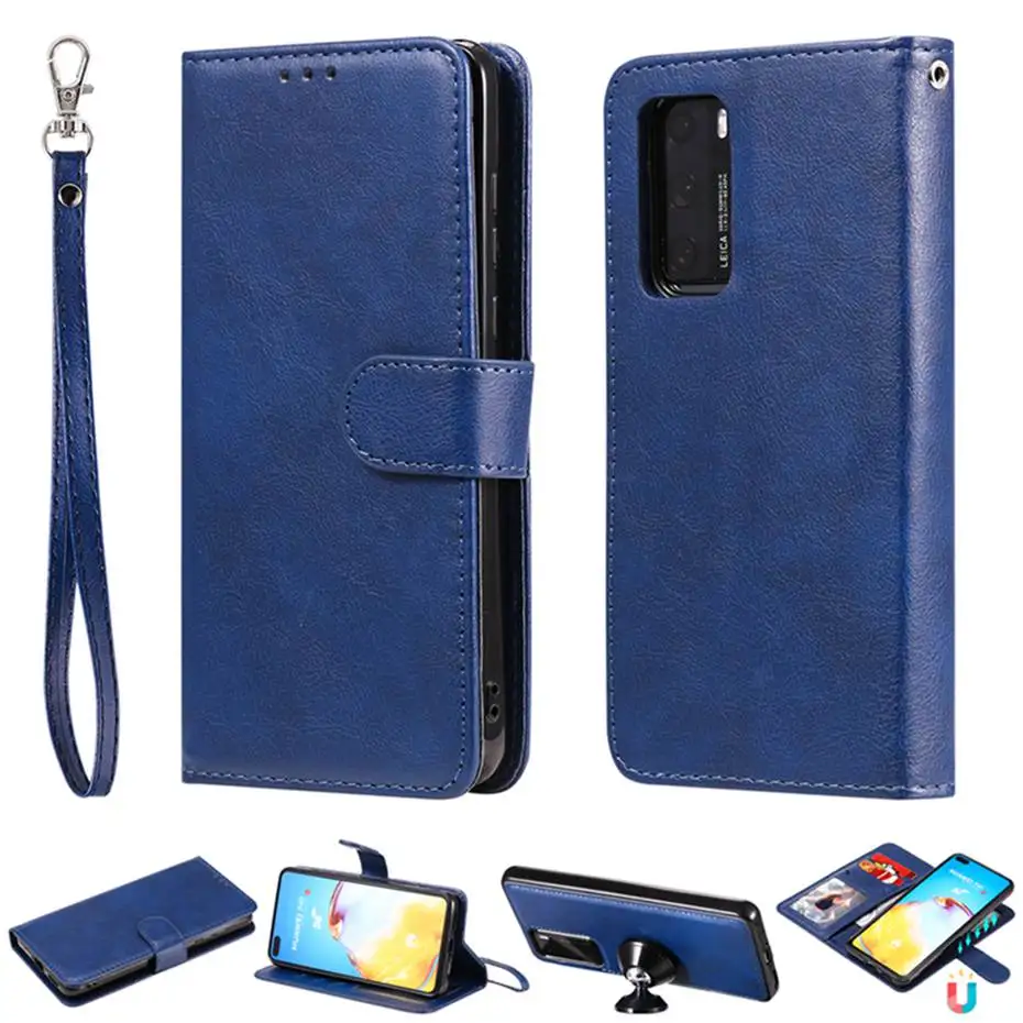 Съемный чехол кошелек для Huawei P40 P30 Mate 20 30 Pro Lite Honor 9A 8C 8X 8A Y7 Prime Y5 Y9 2019 2018 P Smart Z флип