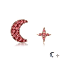 zemior 925 sterling silver earring for women sparkling star moon asymmetry colorful cubic zircon stud small earrings jewelry