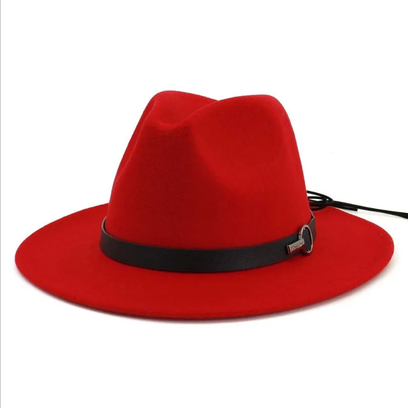 Для женщин с широкими полями шерсть фетр Джаз Fedora шляпы Панамы стиль дамы