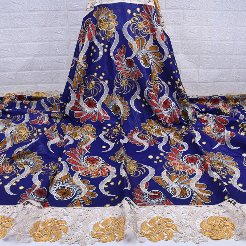 New Nigerian Printing Styles Wax Guipure Lace Fabric Embroidered Material Wax Cord Lace Fabric A1295