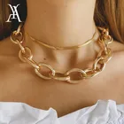 Массивное ожерелье-цепочка в стиле хип-хоп, чокер в стиле панк, двухслойная цепь со змеиным плетением для женщин, Ювелирное Украшение в стиле панк