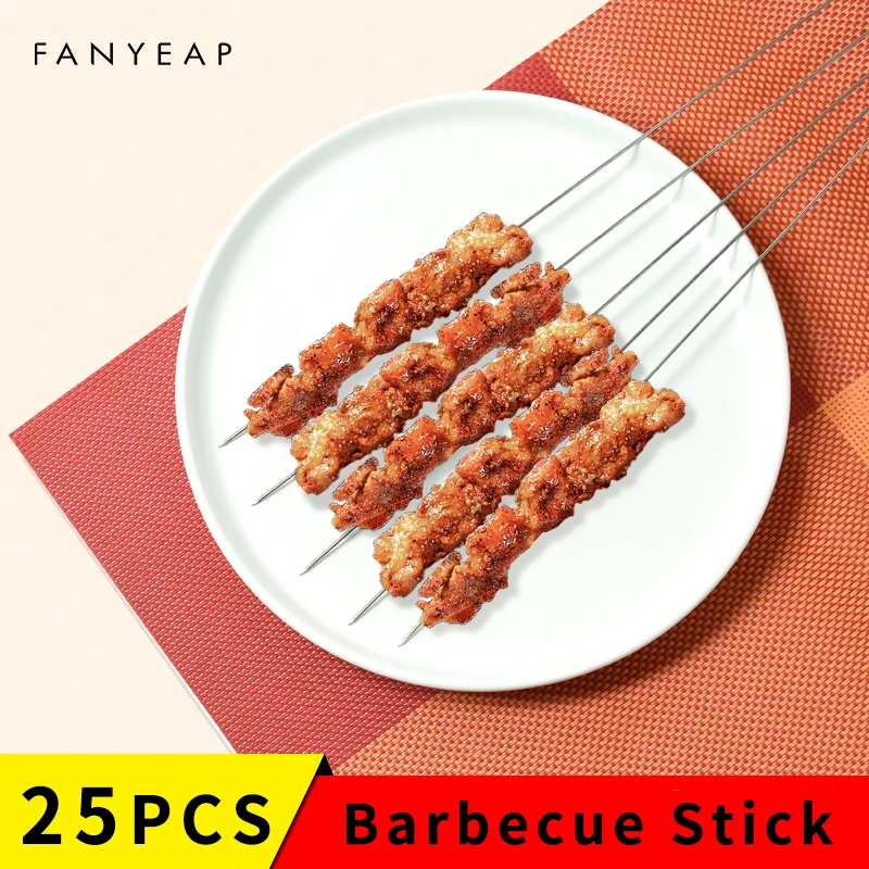 

Skewers for Barbecue Reusable Grill Stainless Steel Skewers Shish Kebab BBQ Camping Forks Gadgets Kitchen Accessories Tools
