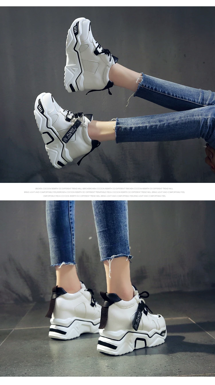 Womens Sneakers Trainers Platform Wedges Chunky Sneakers Black Sneakers Women Casual Shoes Woman Baskets chaussures femme