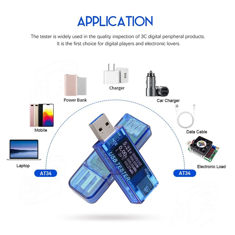 

USB Current Voltage Capacity Tester Meter Mobile Power Detector Battery Test Volt Current Voltage Detect Charger Capacity Tester