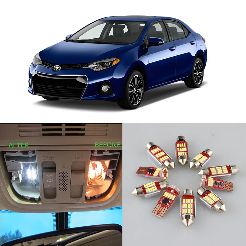 Автомобильные светодиодные лампы светильник для салона Toyota Corolla 1998 2013 2014 2015 2016 2017