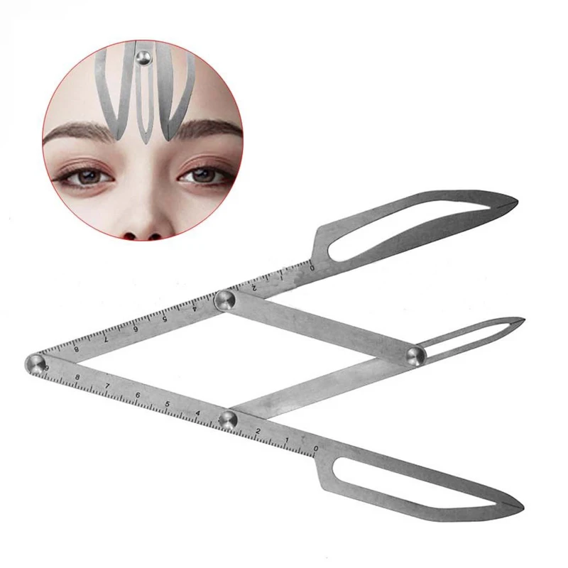 

Stainess Steel Eyebrow Grooming Stencil Shaper DIY Eyebrow Positioning Measure Tool Three-Point Balance Tattoo Stencil Template
