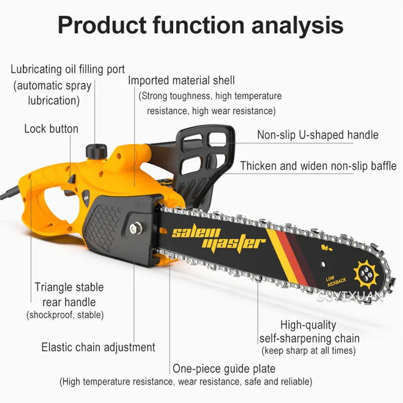 

High-power chainsaw logging saw household woodworking saw small cutting chain saw handheld 220V electric chain saw electric