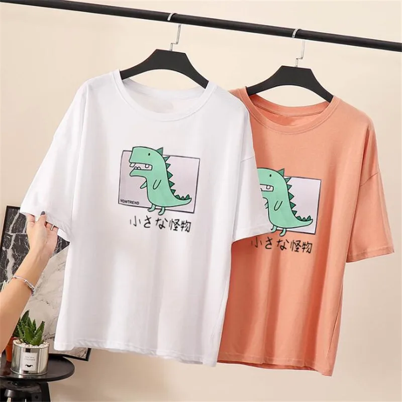 Белая розовая фиолетовая футболка Женский Топ футболки мультяшная для девочек в