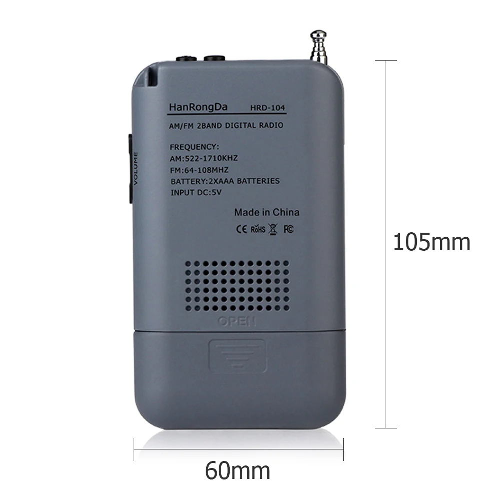 Портативный AM/FM стерео радио HRD 104 карман 2 полосный Цифровая настройка ЖК дисплей