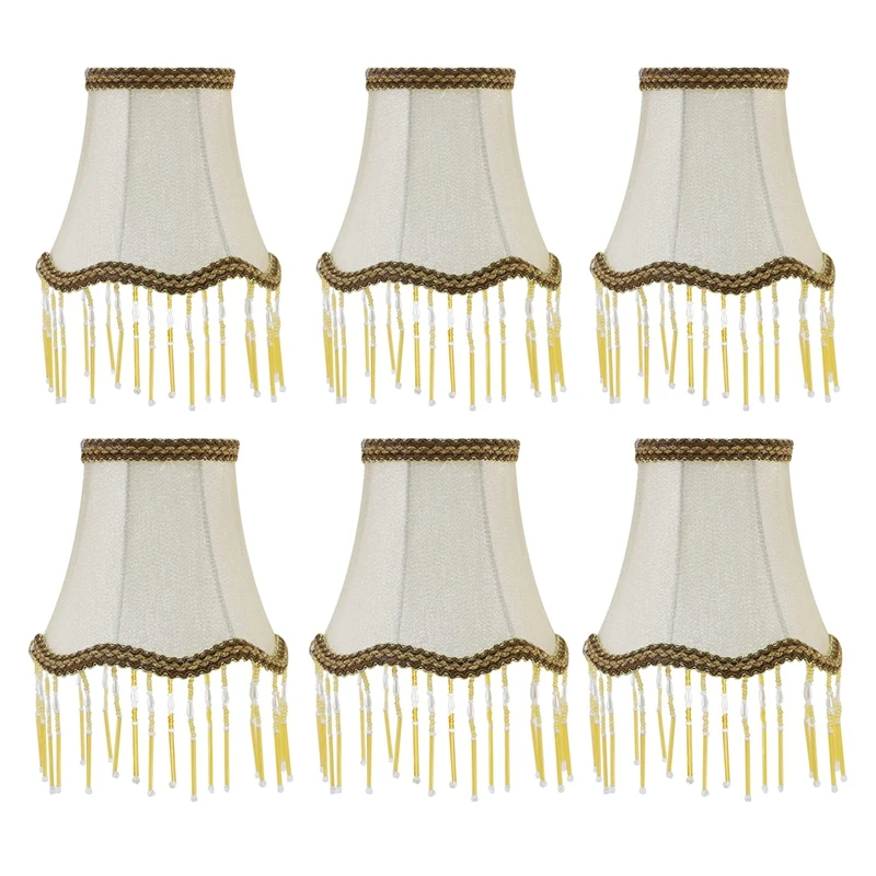 

Candle Chandelier Lampshade Set of 6 Clip on Ring Drop Light Lampshade Wall Lamp Fabric Light Shade