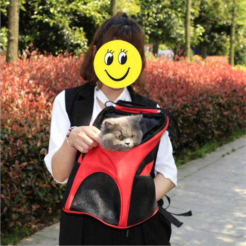 

Outdoor Travel Pet Bag Cat Dog Double Shoulder Bag Net Yarn Breathable Portable Folding Backpack Handbag Pets Accessories