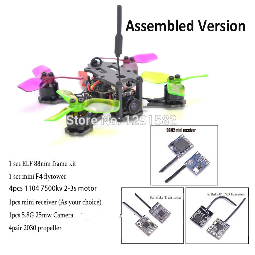 Микро Рама ELF 88 мм mini F4 flyбашня интегрированная OSD 4 в 1 BLHeli ESC 1104 7500kv Frsky pro / Flysky DSM2