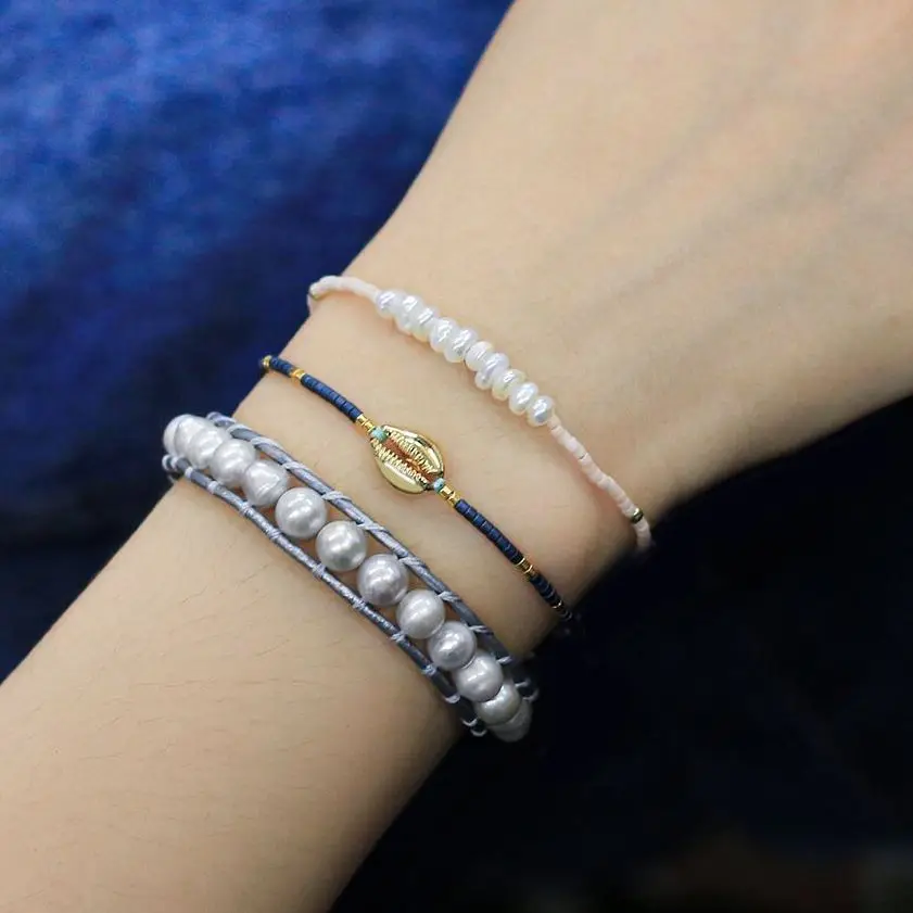 

KELITCH New 2022 Gold Blue Beaded Shell Bracelets For Women Hombre Friends Jewelry Gift Anime