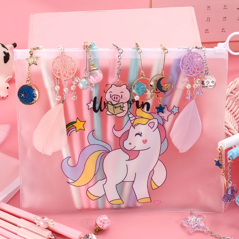 6 шт./лот Kawaii перо планета кулон гелевые чернила Ручка Набор Милые Канцтовары