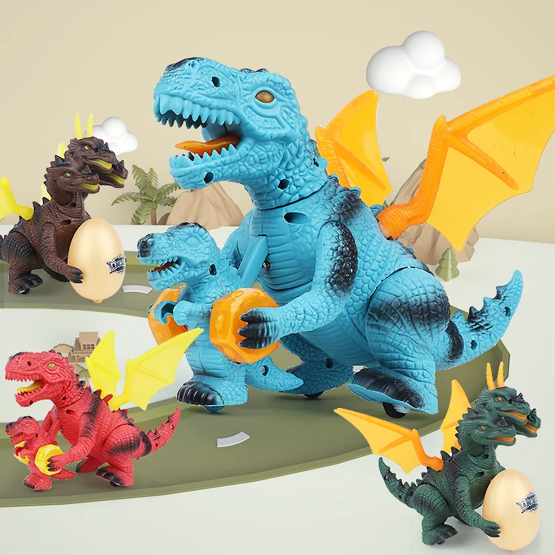 Электрический авто ходьба динозавр игрушки модель T-rex динозавриос светодиодный