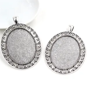 5 шт. 30x40 мм Внутренний размер античный посеребренный пирсинг стиль кабошон основа Установка Подвески (B4-23)