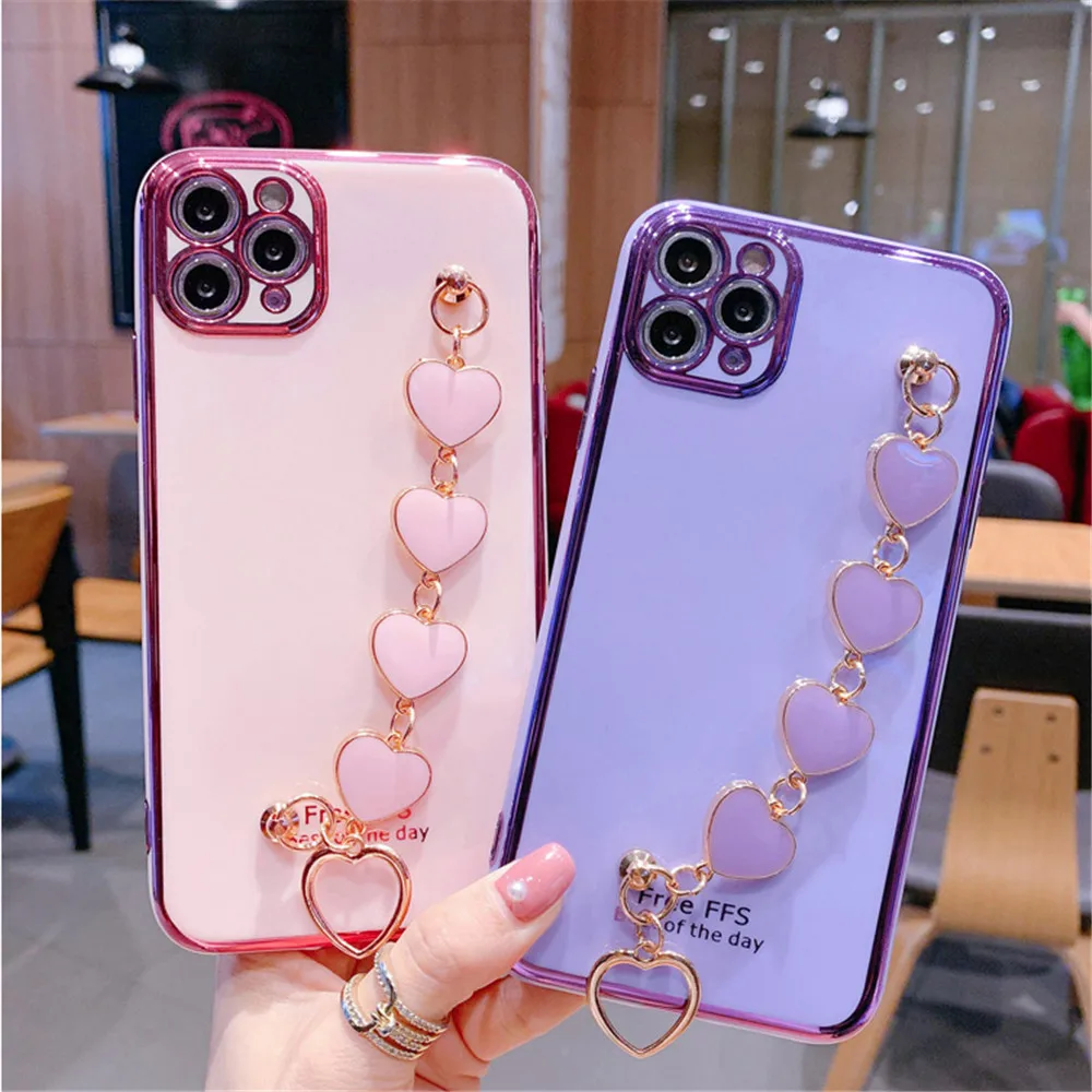 bling electroplated heart love bracelet wristband case for samsung a32 a13 03s 52 72 51 71 11 21s 31 12 70 50 10 30s a750 m31 51 free global shipping