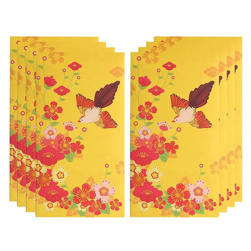 

8Pcs Flower And Bird Printed Red Packet Literary Red Packet New Year's Wedding Red Envelopes Spring Festival Lucky Seal