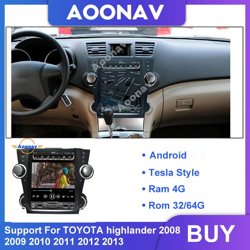 Автомагнитола для TOYOTA highlander 2008 2013 12 1 дюйма видеоплеер в стиле Тесла вертикальный