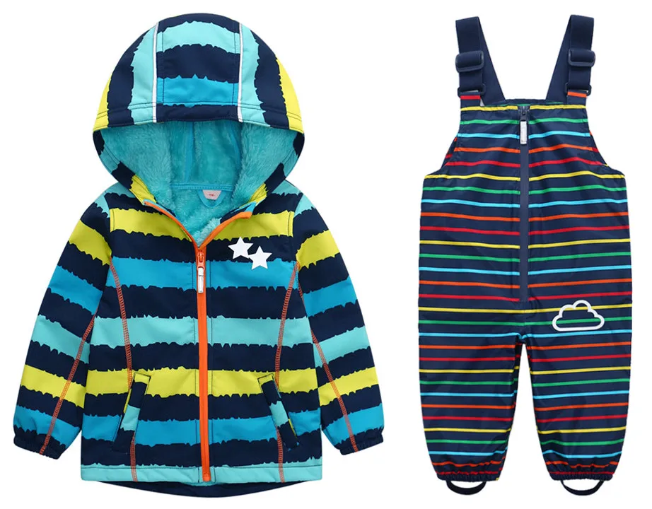 Новые непромокаемые и ветрозащитные теплые комплекты для мальчиков девочек на