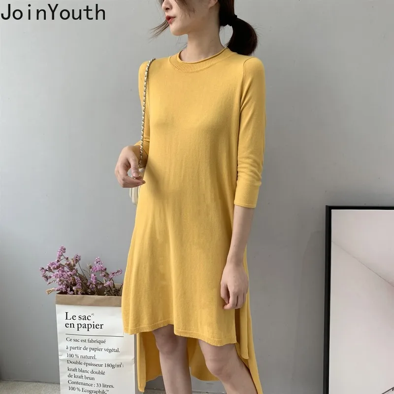 Joinyouth 2020 Новое Женское платье с длинным рукавом женское трикотажное повседневное