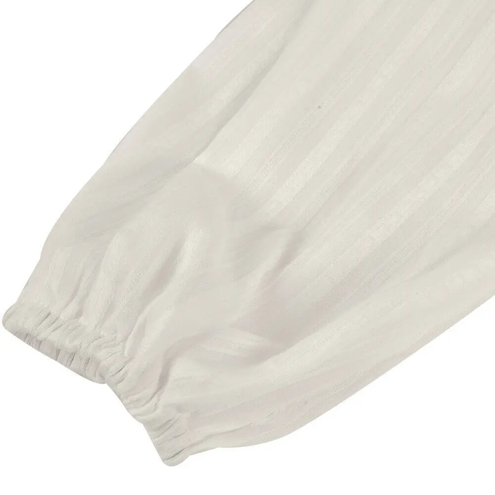 Женская блузка в полоску кружевная с глубоким v-образным вырезом и длинными