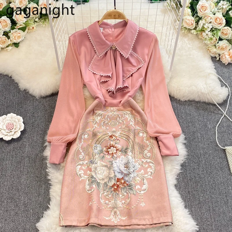 

Gaganight Women Dress 2021 Autumn and Winter Fashion New Gentle Elegant Temperament Ladies Long Sleeve Slim Dress Office Lady