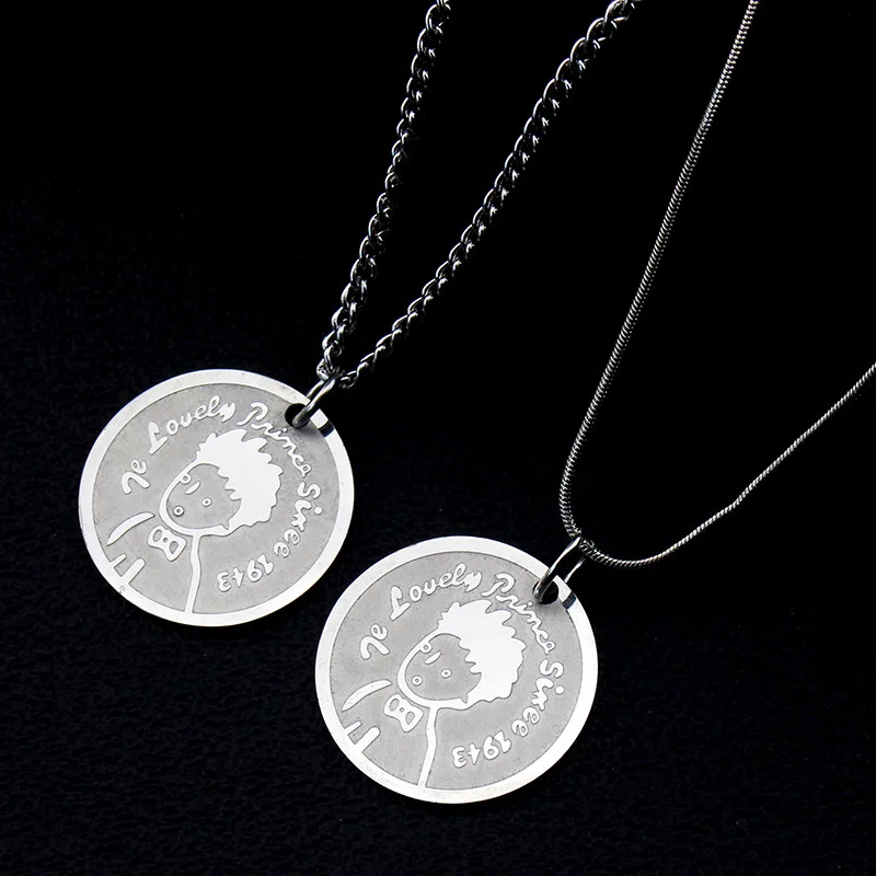 

Ожерелье Little Prince из нержавеющей стали, простое колье в стиле хип-хоп, подарок для мальчиков и девочек