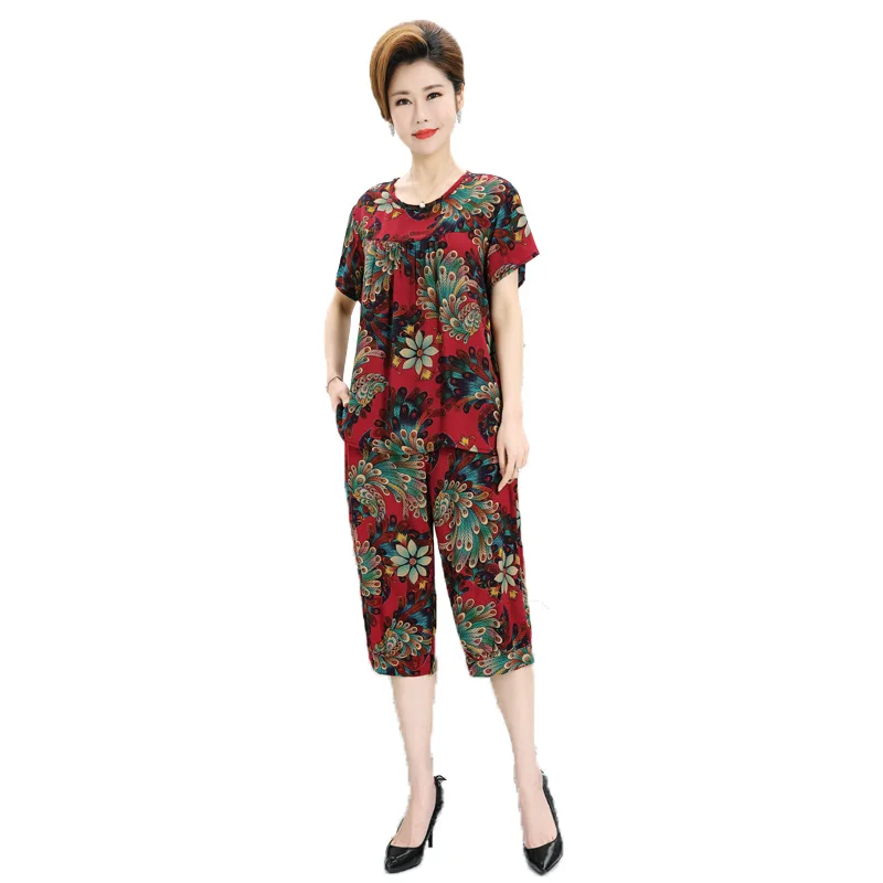 #0619 топы с короткими рукавами и короткие штаны эластичной резинкой на талии