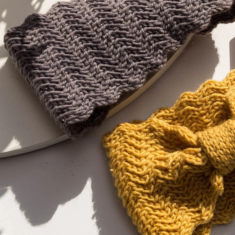 

Wide Knitted Headband Bows Knotted Winter Women Turban Hair Accessories For Girls Lady Soft Knitting Winter Headbands bandana