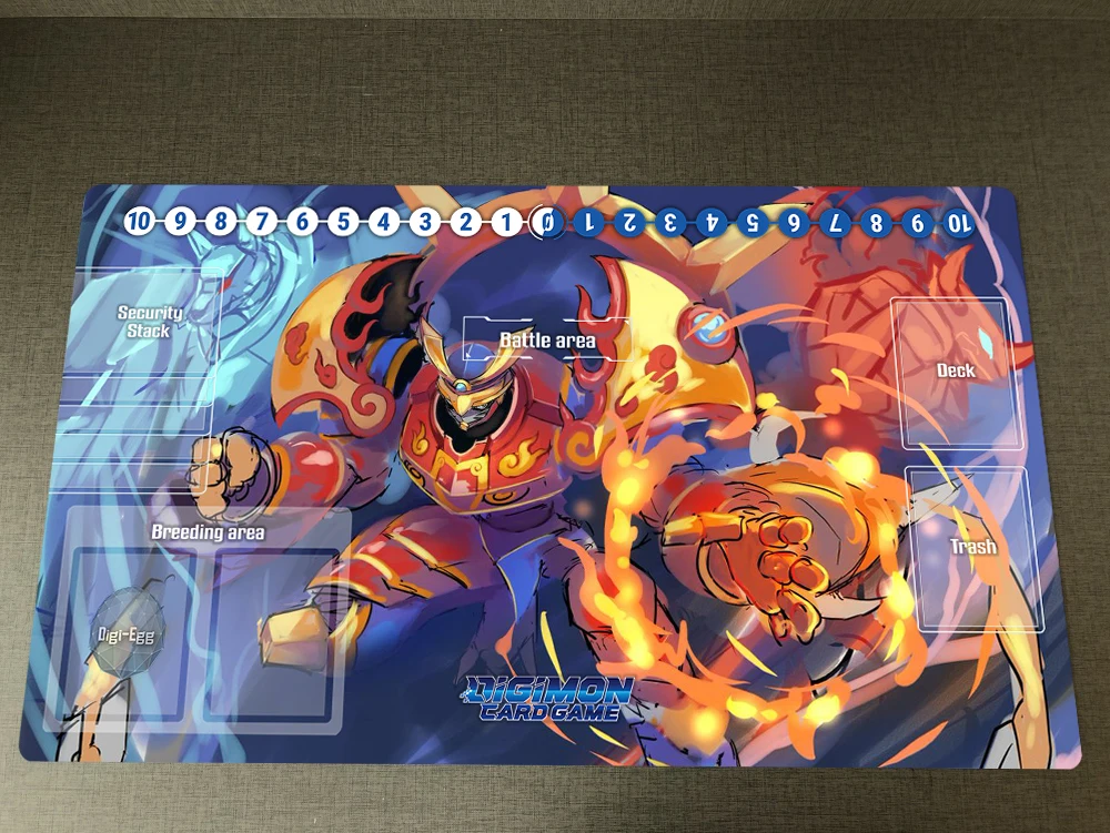 

Digimon Susanoomon DTCG CCG Playmat Trading Card Game Mat & Card Zones & Free Bag Anti-slip Rubber Desk Pad Mousepad 60x35cm