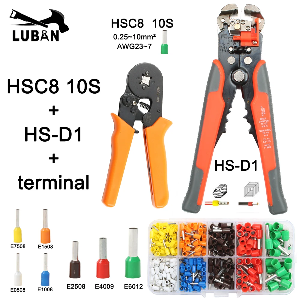 Набор обжимных кусачек HSC8 10S/6-4/6-6 с трубчатыми клеммами 260 шт./корт | Инструменты