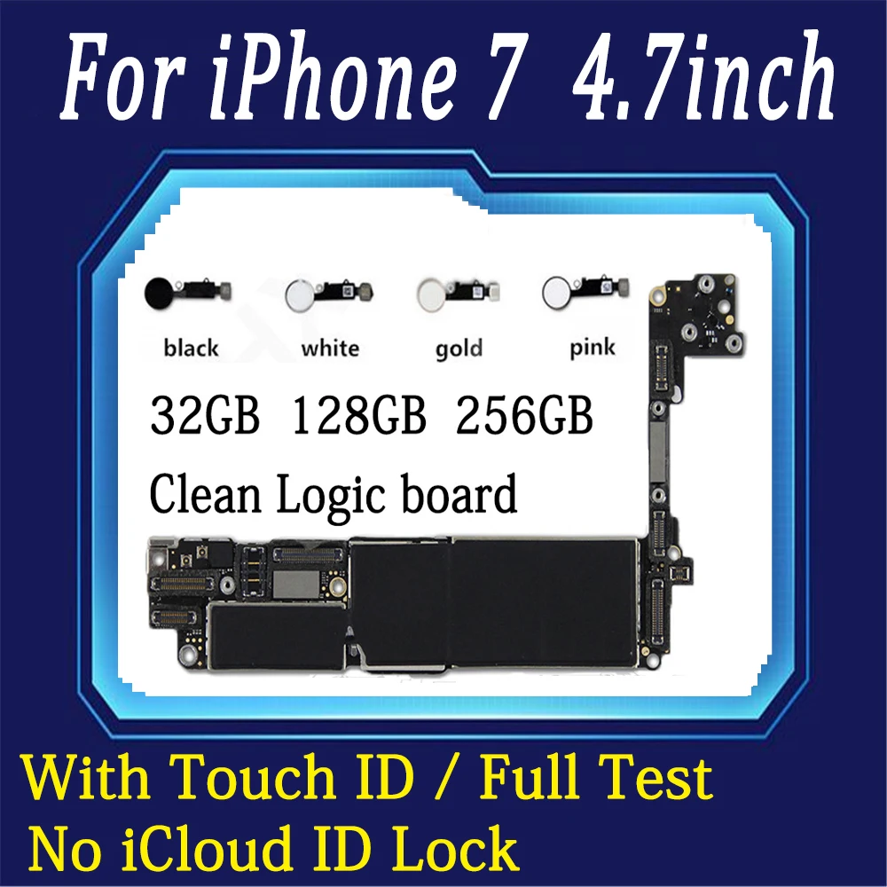Бесплатный iCloud для iPhone 7 материнская плата с/без Touch ID, оригинальная разблокированная для iPhone 7 материнская плата с чипами все протестированы MB