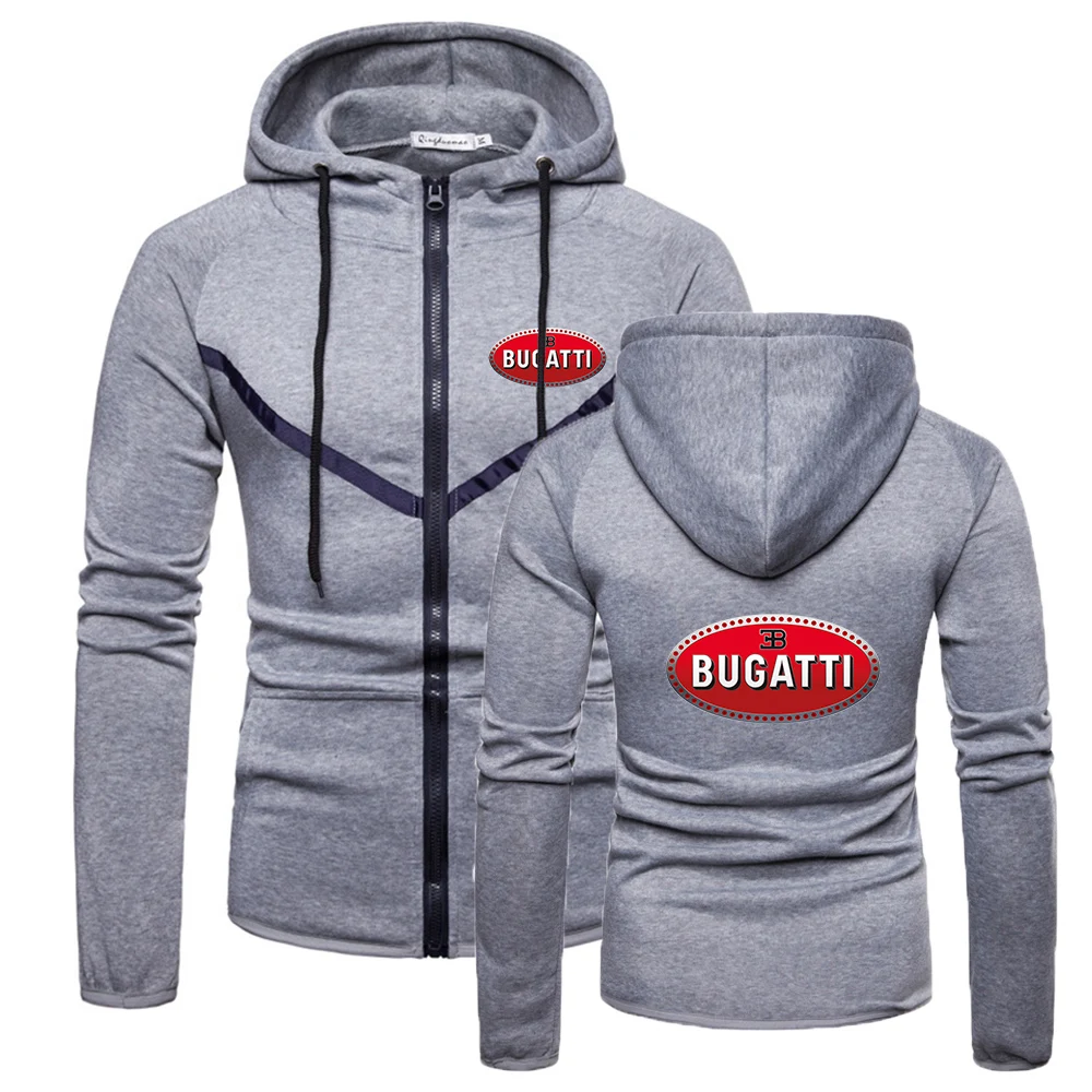 

New 2021 Bugatti Car Logo Fitness Zipper Quality Comfortable Wild Styles Muscle Sportswear Hoodies Sweatshirts