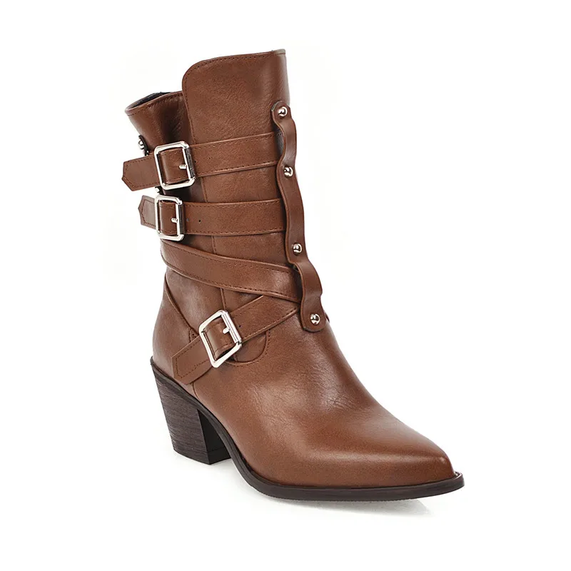 Женские ковбойские ботинки на квадратном каблуке с острым носком | Обувь