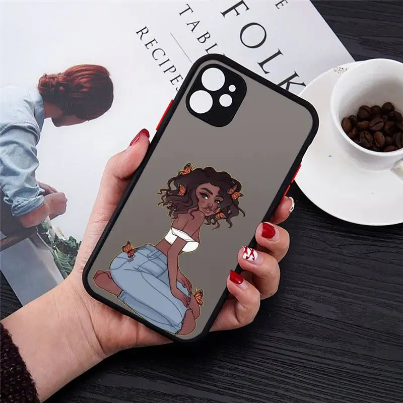

make money Girls Black Women Art Phone Case Transparent Matte for iPhone 7 8 11 12 s mini pro X XS XR MAX Plus cover funda