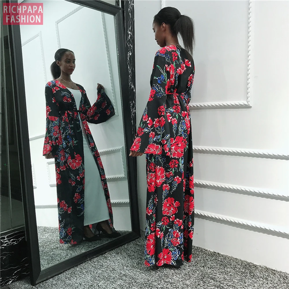 Плиссированное женское кимоно хиджаб мусульманское платье африканские платья