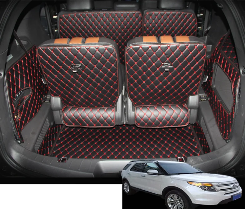 

Для ford explorer кожаные багажнике автомобиля коврик для багажника 2011 2012 2013 2014 2015 2016 2017 2018 2019 внутренний багажник 5