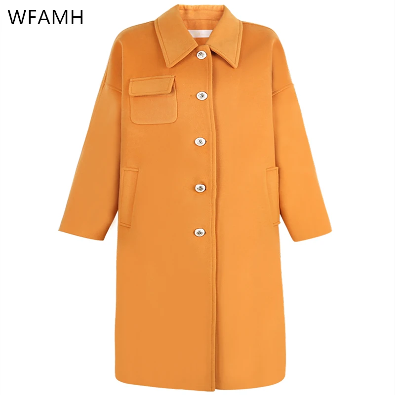 

2023Autumn And Winter New Lace-up Square-neck Trench Coat And Cotton Woolen Coat Women's Loose Fashion Woolen Coat Mid-length