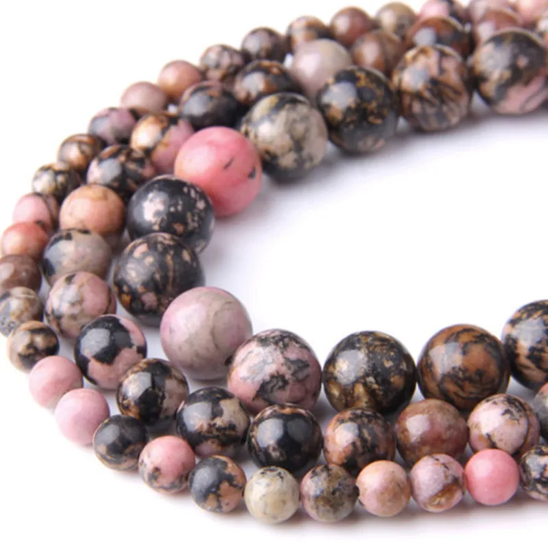 Черные кружевные Родонит свободные бусины 4/6/8/10 мм натуральный Spacer Бусины для