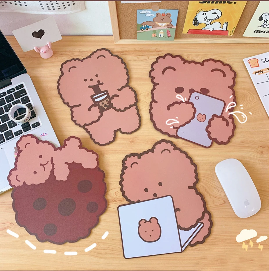 18x19cm Lovely kawaii Cute Bear Mouse Pad Desk Big Mat Pads Waterproof Office Home Decoration Cup Mat Antislip Girls Boys Room