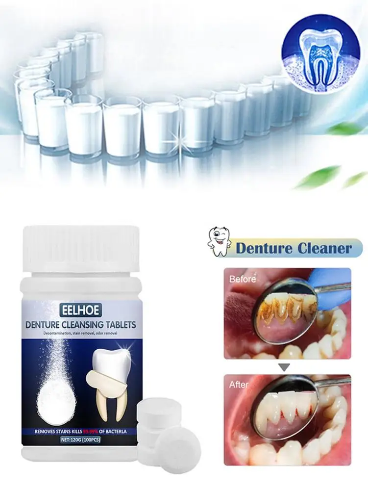 

Фиксатор, Чистящие Таблетки, очистители зубных протезов, 100 таблеток, шипучие таблетки, очиститель для удаления запаха