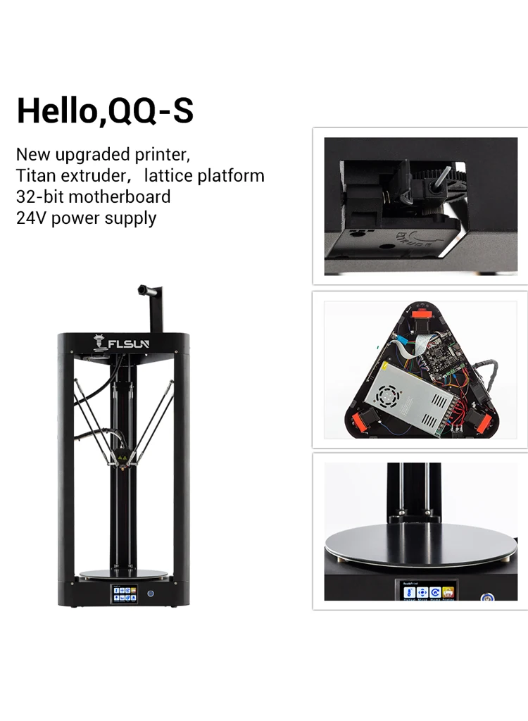 FLSUN Delta 3d принтер QQ-S Kossel автоматическое выравнивание Тепловая кровать большой размер печати 32 бита материнская плата 3d принтер
