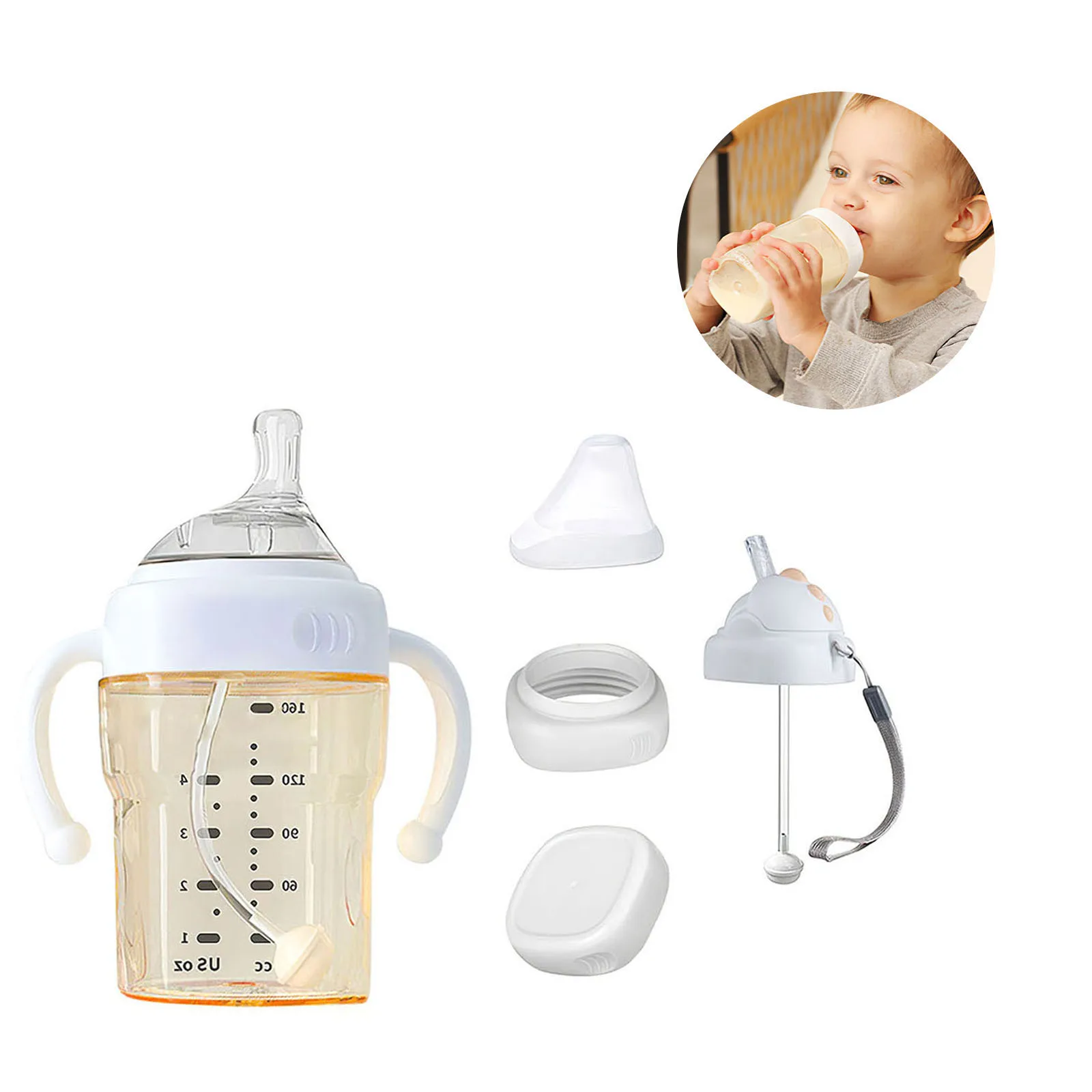 

Бутылочка для молока, портативная Детская Бутылочка с защитой от падения, большая открывающаяся конструкция, легко чистить, стандартная дл...