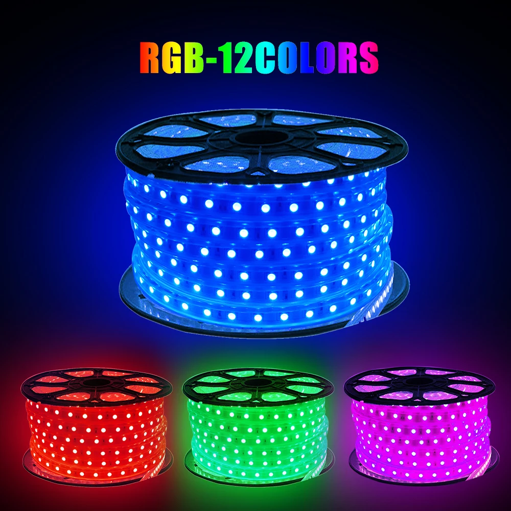 Гибкая светодиодная лента 220 RGB высокой яркости водонепроницаемая уличная