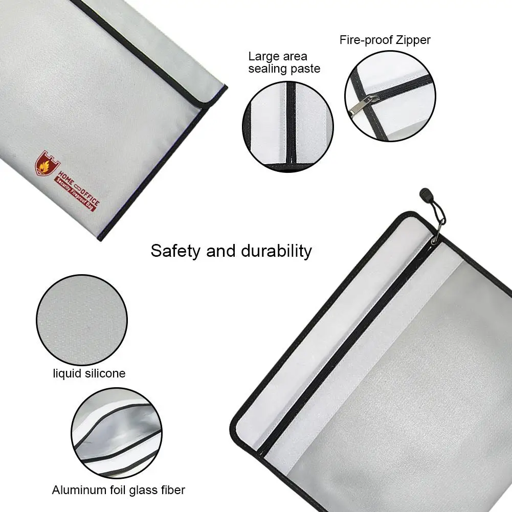

File Folders Fireproof Money Document File Bag Water Resistant Storage Case Organizer Holder Office School Supplies